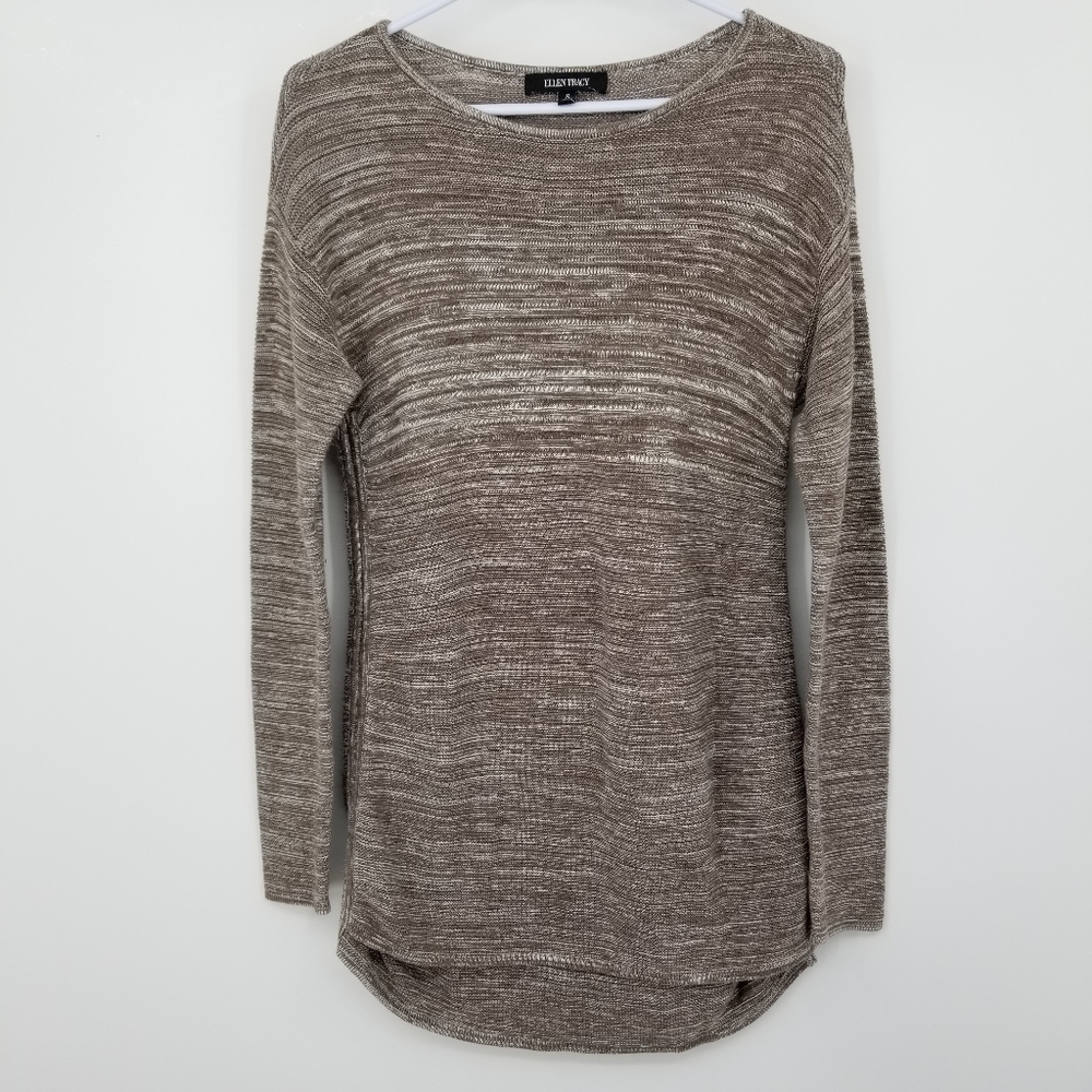 Ellen Tracy Marbled Drop Shoulder Sweater Tunic Top Size Small